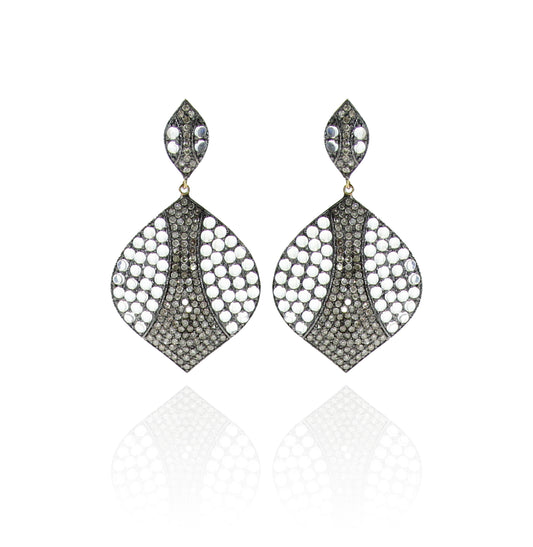 Earring Diamond and Rainbow Moonstone