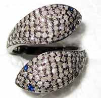 Diamond and Silver Ruby Stone Black Rhodium Finish Rings