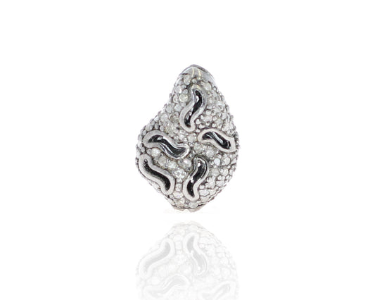 Nugget Shape Filigree Designs Silver Pave Diamond Beads