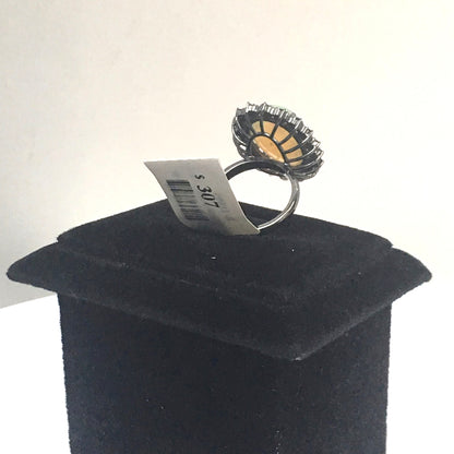Opal and Blue Sapphire Ring With Diamond