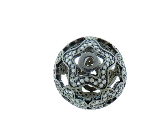 Round Filigree Pave Diamond Beads