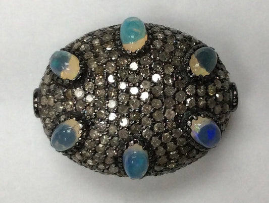 Nugget Diamond Bead .925 Oxidized Sterling Silver Diamond Beads