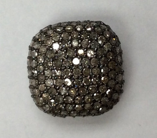Square Diamond Bead .925 Oxidized Sterling Silver Diamond Beads, Genuine handmade pave diamond Beads Size Approx 0.64"(9 x 16 x 16 MM)