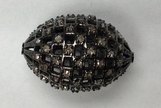 Oval Shape Silver Diamond Beads
