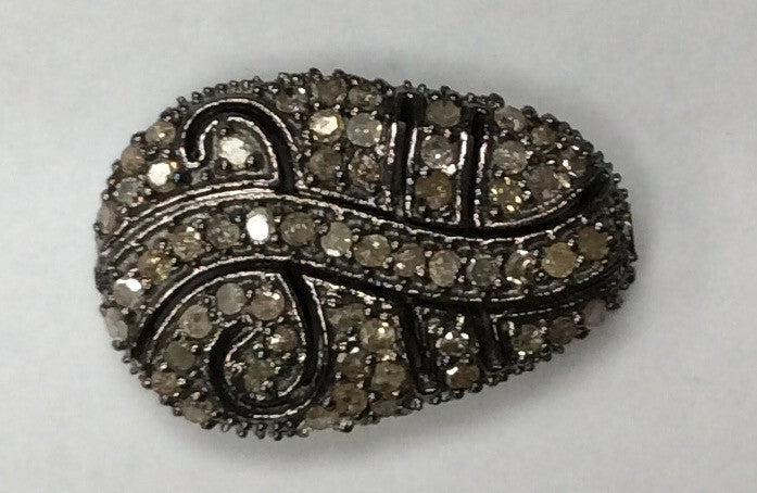 Nugget Shape Silver Pave Diamond Beads, .925 Oxidized Sterling Silver Diamond Beads, Genuine handmade pave diamond Beads Size Approx 0.80"(5 x 13 x 20 MM)