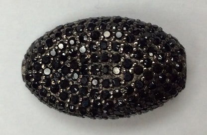 Oval Shaped Black Spinel Bead