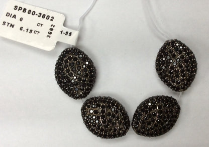 Oval Shaped Black Spinel Bead