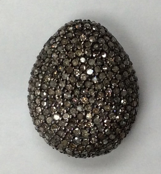 Roundel Diamond Bead .925 Oxidized Sterling Silver Diamond Beads, Genuine handmade pave diamond Beads Size Approx 0.84"(10 x 17 x 21 MM)