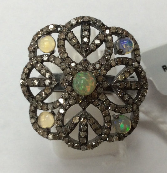 Flower Pave Diamond Ring