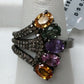 Diamond and Multi Sapphire Siver Black Rhodium Finish Rings