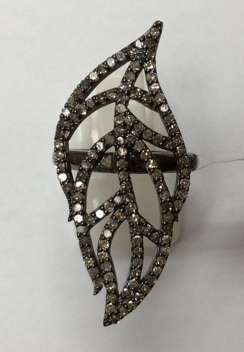 Diamond and Silver Black rhodium Finish Rings