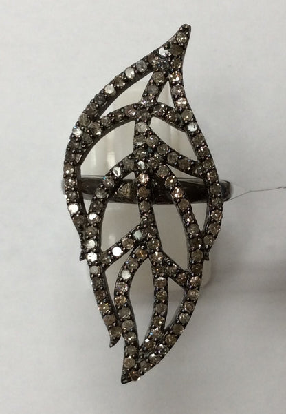 Diamond and Silver Black rhodium Finish Rings