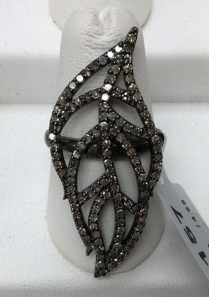 Diamond and Silver Black rhodium Finish Rings
