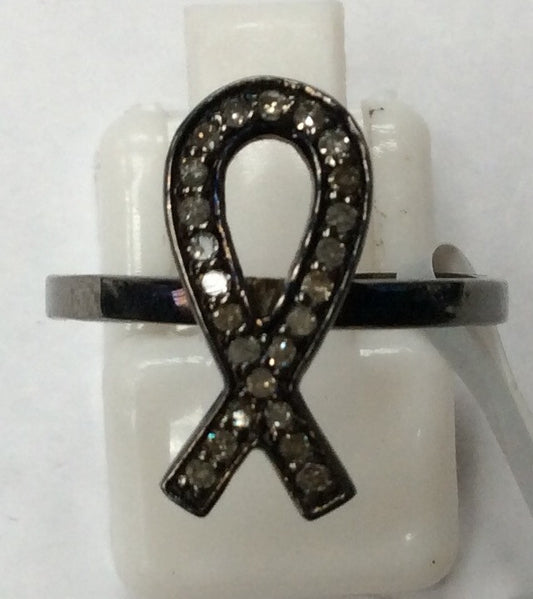 Ribbon Diamond Ring, Pave Diamond Ring,Diamond Ring,Pave Ring, Statement Ring, Oxidized Silver