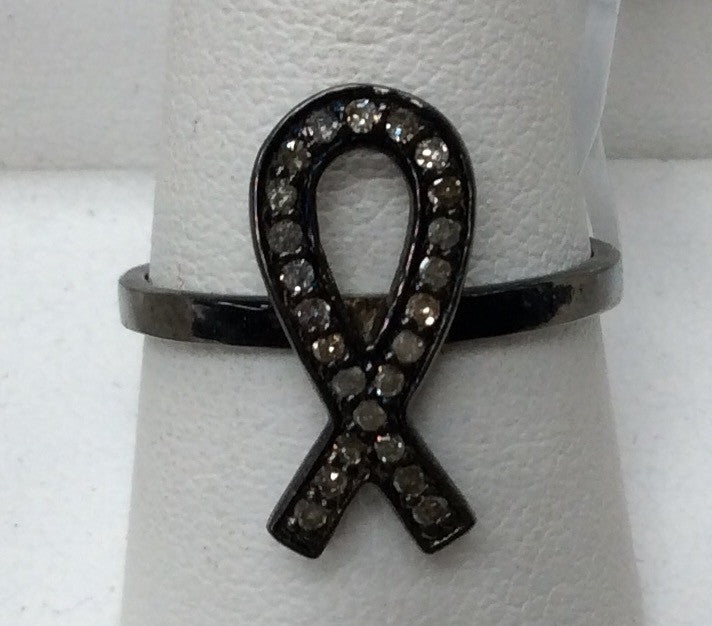 Ribbon Diamond Ring, Pave Diamond Ring,Diamond Ring,Pave Ring, Statement Ring, Oxidized Silver