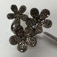Flower Pave Diamond Ring .925 Oxidized Sterling Silver Diamond Ring, Genuine handmade pave diamond Ring Size Approx 1.20"(28 x 30 mm)