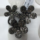 Flower Pave Diamond Ring .925 Oxidized Sterling Silver Diamond Ring, Genuine handmade pave diamond Ring Size Approx 1.20"(28 x 30 mm)