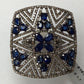 Square Diamond Ring with Sapphire Stone