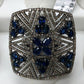 Square Diamond Ring with Sapphire Stone