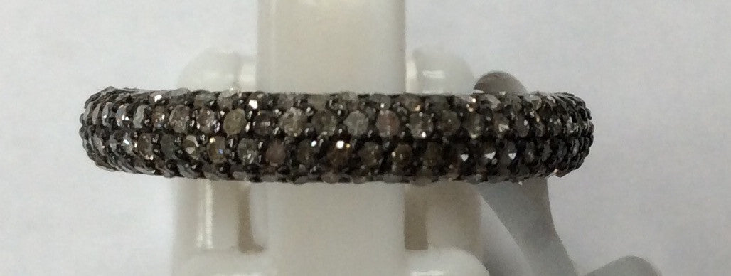 Pave Diamond Ring .925 Oxidized Sterling Silver Diamond Ring, Genuine handmade pave diamond Ring Size Approx 0.92"(4 x 23 MM)