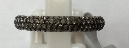 Pave Diamond Ring .925 Oxidized Sterling Silver Diamond Ring, Genuine handmade pave diamond Ring Size Approx 0.92"(4 x 23 MM)