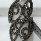 Pave Diamond Ring .925 Oxidized Sterling Silver Diamond Ring, Genuine handmade pave diamond Ring Size Approx 1.48"(21 x 37 MM)
