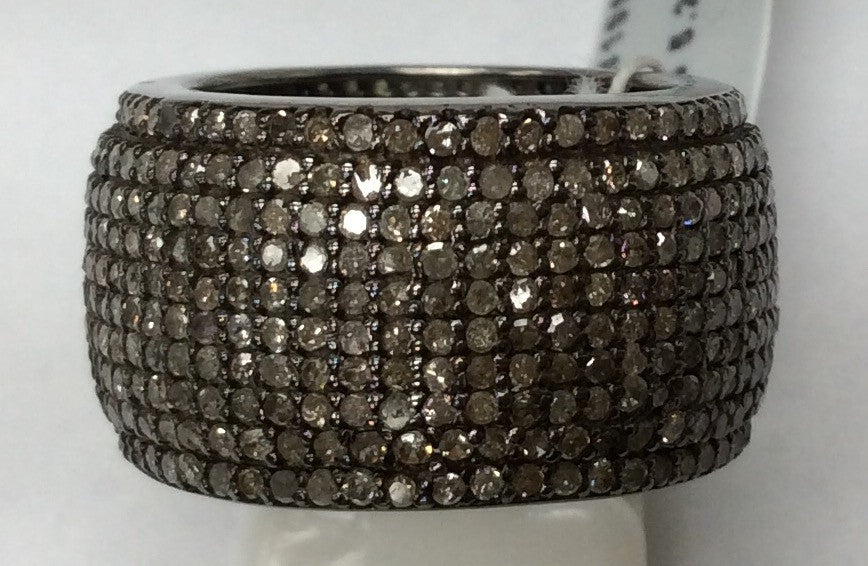 Pave Cigar Band Diamond Ring .925 Oxidized Sterling Silver Diamond Ring, Genuine handmade pave diamond Ring Size Approx 0.96"(13 x 24 MM)