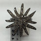 Pave Diamond Ring .925 Oxidized Sterling Silver Diamond Ring, Genuine handmade pave diamond Ring Size Approx 1.12"(27 x 28 MM)