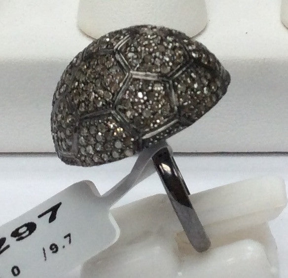 Football Pave Diamond Ring .925 Oxidized Sterling Silver Diamond Ring, Genuine handmade pave diamond Ring Size Approx 0.92"(12 x 23 MM)
