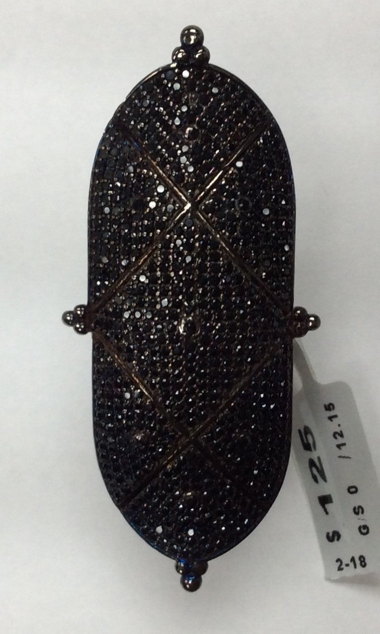Oval Black Spinel Ring