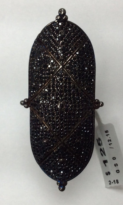 Oval Black Spinel Ring