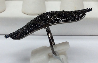 Oval Black Spinel Ring