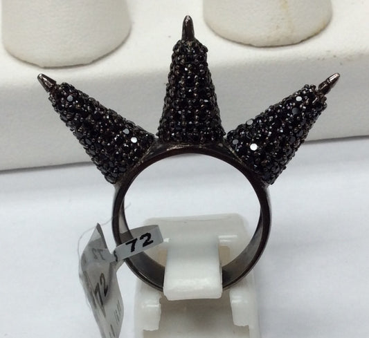 Black Spinel and Silver Black Rhodium Finish Rings
