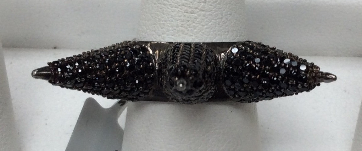 Black Spinel and Silver Black Rhodium Finish Rings