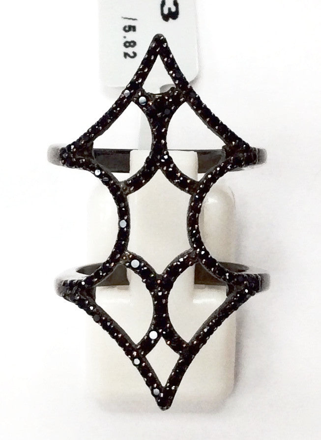 Black Spinel Ring .925 Oxidized Sterling Silver Black Spinal Ring, Genuine handmade pave Black Spinal Ring Size Approx(21x34 mm)