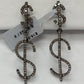 Dollar Diamond Silver Earring .925 Oxidized Sterling Silver Diamond Earring, Genuine handmade pave diamond Earring Size 1.80"(12 x 45 MM )