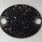 Oval Disc Black Spinel Charm, Pave Black Spinel ,Approx 1.16'' ( 23 x 29 mm) Oxidized Silver, Silver ,Black Spinel