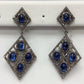 Diamond Shape Diamond Silver Earring .925 Oxidized Silver Diamond Earring, Genuine handmade pave diamond Earring Size 2.40"(27 x 60 MM )