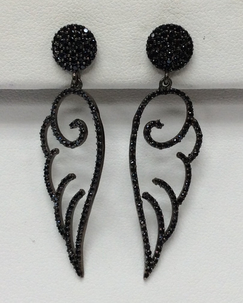 Wings Black Spinel Earring