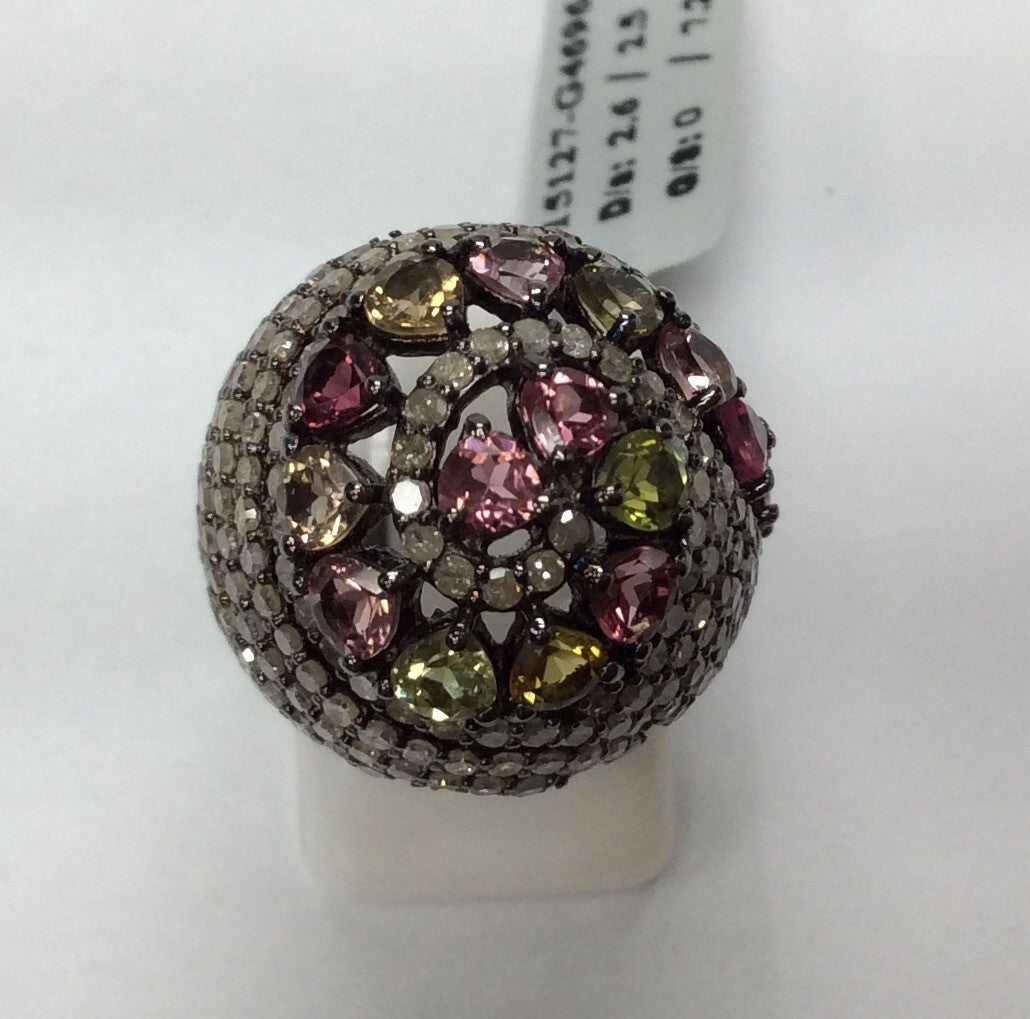 DIAMOND AND MULTI TOURMALINE RINGS