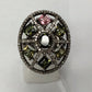 Diamond Oval Shape Tourmaline Diamond Ring, Pave Diamond Ring, Pave Oval Shape Tourmaline Ring, Approx 22 x 19mm