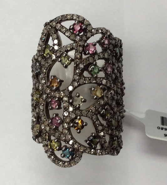 DIAMOND AND MULTI TOURMALINE RINGS