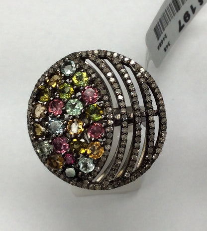 DIAMOND AND MULTI TOURMALINE RINGS