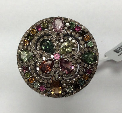DIAMOND AND MULTI TOURMALINE RINGS