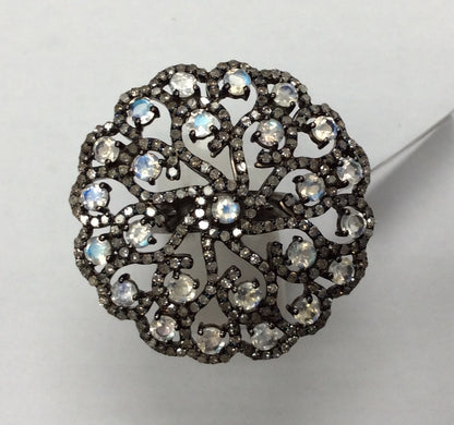 Daimond and Silver Rainbow Moonstone Rings