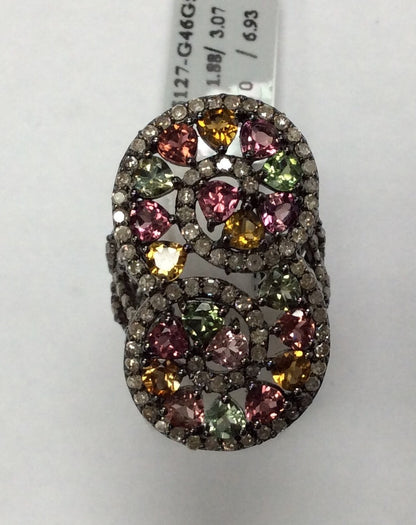 DIAMOND AND MULTI TOURMALINE RINGS