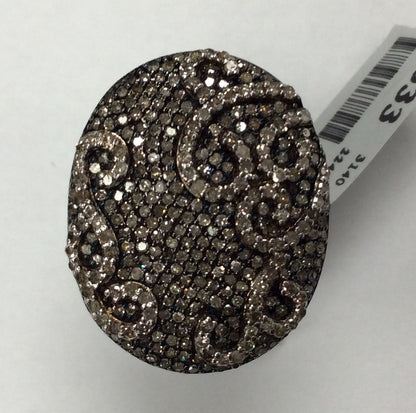 Diamond and Silver Black Rhodium Finish Rings