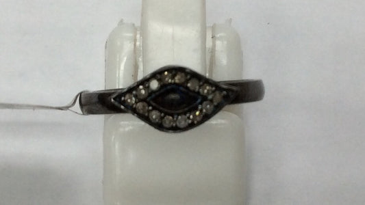 Diamond and Silver Black Rhodium Finish Ring