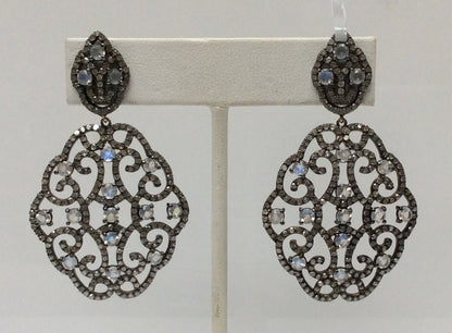 Diamond and Silver White Rainbow Moon Earring