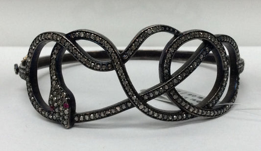 Diamond and Silver Ruby Stone Black Rhodium Finish Bracelets
